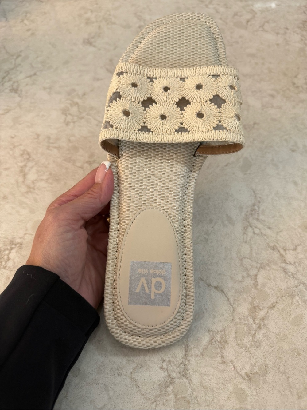 NEWT Dolce Vita Jendaya Cream Crochet Slide Sandal